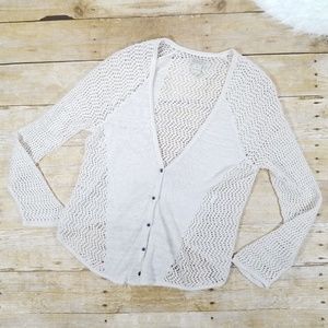 Lucky Brand Cream Crochet Cardigan w/ Buttons